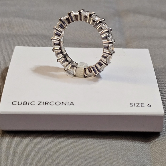 Charter Club Crystal CZ All-Around Ring in Fine Silver Plate Size 6 - Picture 2 of 2